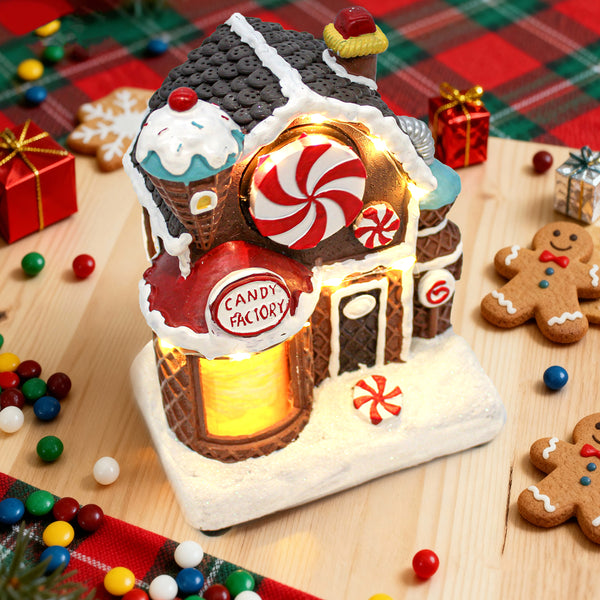 Candy Factory Animated Christmas Village with Rotating Candy & LED Lights